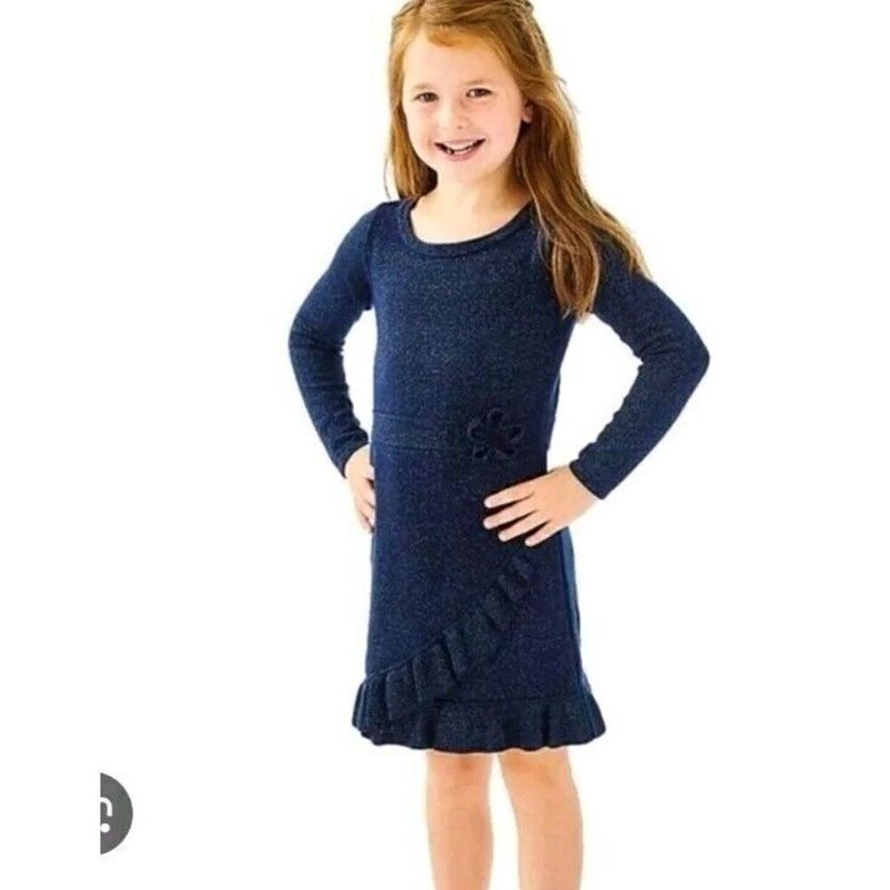 Lilly Pulitzer Girls Stefani Dress True Navy Size Large(8-10)